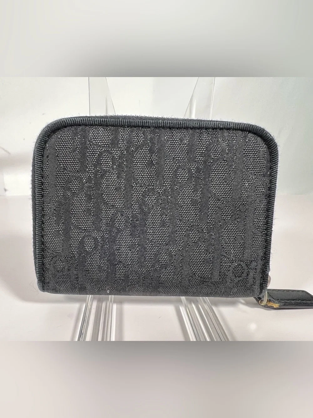 Christian Dior Trotter Zip Wallet Black Jacquard Coin Purse